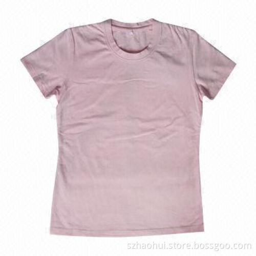 95% cotton with 5% spandex pink t-shirt